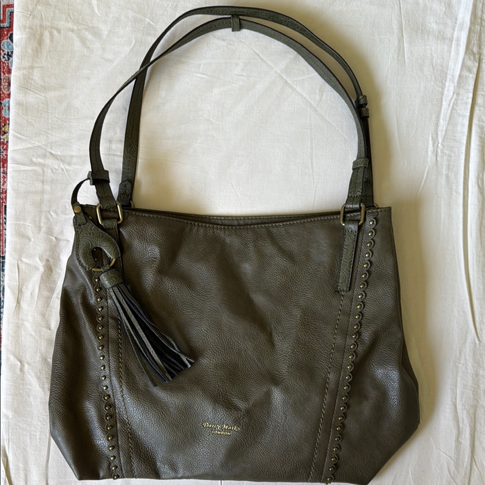 Olive Green Leather Shoulder Bag